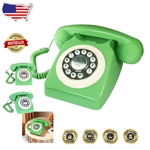Teléfono fijo retro clásico con dial pulsador - Perfecto para decoración del hogar - Imagen 1 de 10