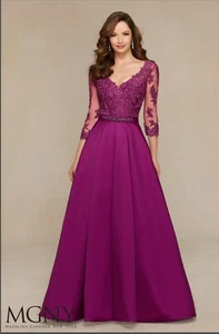 MGNY by Mori Lee 71336 Satin Mother of the Bride Gown Dress Size 12 - Picture 1 of 24