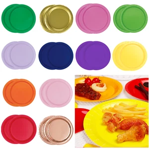 Vajilla Desechable 7" 9" Platos de Papel Redondos Platos de Fiesta Sólidos para Navidad - Imagen 1 de 41