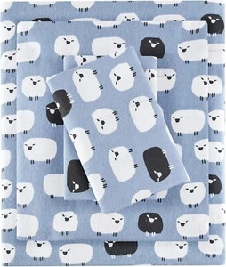 Woolrich Flannel Cotton Sheet Set Blue Sheep Cal King WR20-2281 - Picture 1 of 2