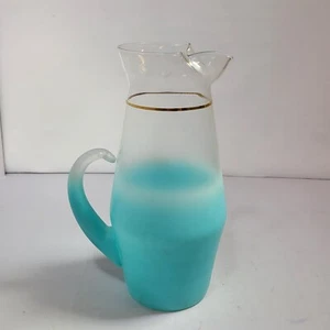 Vintage Blendo türkis mattiert Krug Krug Eislippe MCM West Virginia Glaskunst Requisite 70er - Bild 1 von 8
