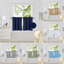 2PC Rod Pocket Short Window Treatment Curtain Insulated Blackout Set 30"x24" R16