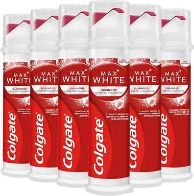 Colgate Max White Luminous Pump Toothpaste 6 x 100ml