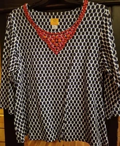 Ruby Rd. Women's Navy & White Shirt(1X) - Picture 1 of 4