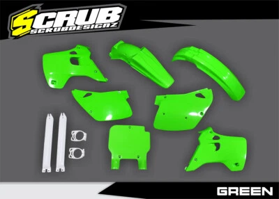 Kit de carrocería de plástico verde con protectores de horquilla Kawasaki KX125 KX250 1992 1993 Foto 1 de 4
