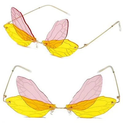 Dragonfly крылья уникальный Funky вечеринки рейв фестиваль костюм желтый и красный солнцезащитные очки - Изображение 1 из 3
