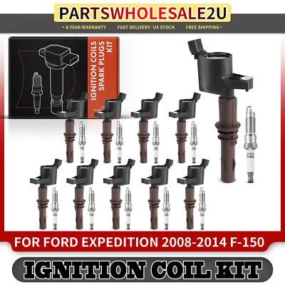 10x Ignition Coil + 10x Iridium Spark Plug Kit for Ford F-250 Super Duty F-650 - Image 1 of 4