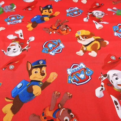 Paw Patrol 2018 Red 3/4 Yard Fabric Cotton 28" x 44" Quilts Crafts Junk Journals - Image 1 of 2