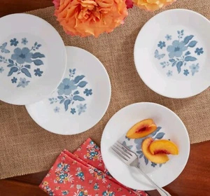 Set of 4 Pioneer Woman Signature Corelle Evie Blue Appetizer Plates - Picture 1 of 7