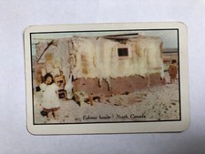 Vintage Retro Swap Card: North Canada Eskimo House Boy Girl Kids Ice Snow Photo
