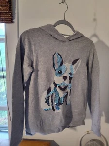 Girls Frenchie Dog Sequins Hoodie Size 14 - Picture 1 of 5