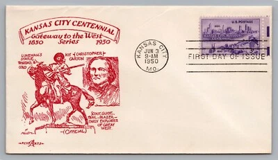 S#994 Kansas City Centennial FDC Lukemans Statue Kit Carson Gateway West Series - Image 1 of 2