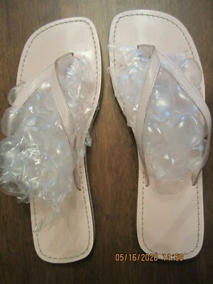 Chinelos de couro rosa pálido tamanho 10 - Imagem 1 de 3