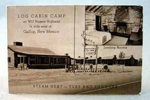 Vintage Postkarte Blockhaus Camp on Will Rogers Highway Gallup, New Mexico - Bild 1 von 1