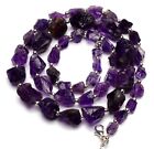 Natural Gem Purple Amethyst Rough Unpolished Nugget Beads Necklace 25.5" 333Cts.