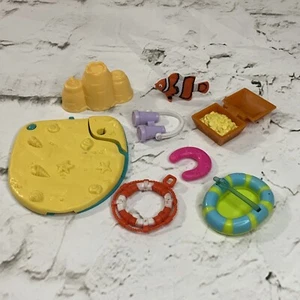 Mattel Polly Pocket Accessories Lot Sandy Beach Floates Life Preserver Fish - Picture 1 of 5