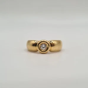 Bague en or jaune 18 carats diamant 0.15 cts - Picture 1 of 6