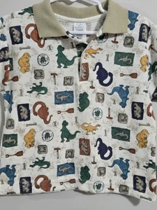 Vintage 1990s Dinosaur Geologist Explorer Polo Shirt HealthTex Sz 3T - Picture 1 of 9