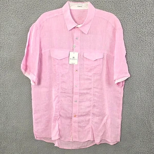 Bugatchi Uomo Shirt Mens XLarge Pink Shaped Fit 100% Linen Button Up NEW - Picture 1 of 13