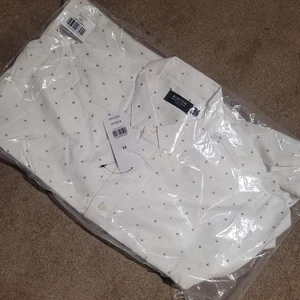 Burton Menswear Short Sleeve Shirt White Medium short sleeve patterned NWT - Picture 1 of 24