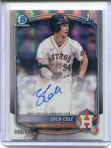 ZACH COLE 2025 BOWMAN CHROME REFRACTOR #CPA-ZC 1ST RC AUTO 060/499 - Picture 1 of 2