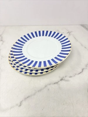 IKEA Juego de 5 Platos de Postre SPAL PORTUGAL 6” Rayas Azules y Blancas Borde Amarillo Foto 1 de 4