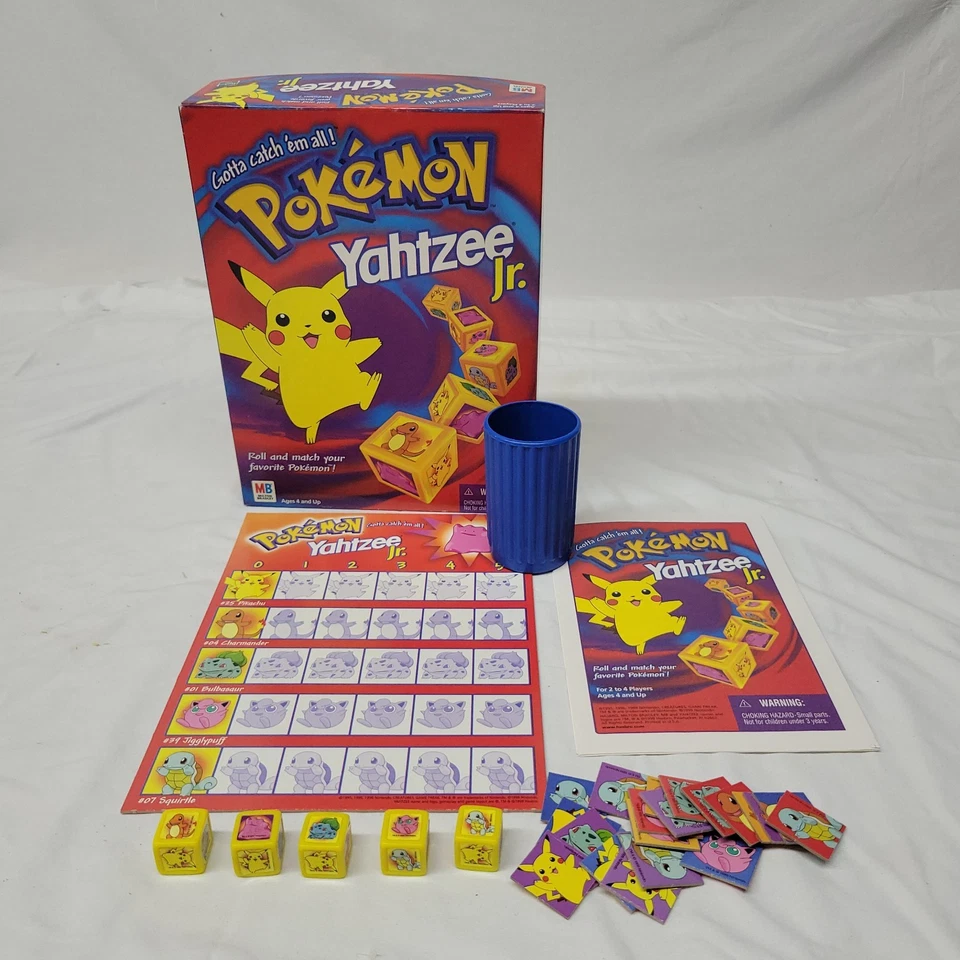 Vintage 1998 Pokemon Yahtzee Jr. 100% Complete Nintendo Milton Bradley Pikachu  - Image 1 of 4