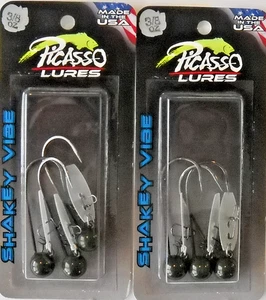 Lot of 2 (3 pack) PICASSO LURES 3/8oz SHAKEY VIBE in GREEN PUMPKIN color - Picture 1 of 2