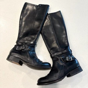 Frye hohe schwarze Lederreitstiefel - Bild 1 von 6