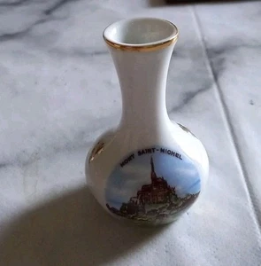 Vintage Limoges France Porcelain Mont Saint-Michel Miniature Vase 6.5cm (B3) - Picture 1 of 6