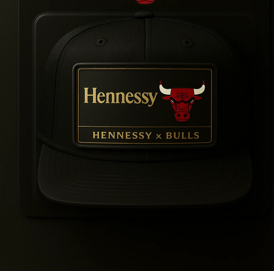 Chapéu Hennessy Chicago Bulls, remendo de metal removível, Snapback - Imagem 1 de 1