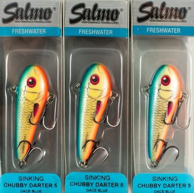 (LOT OF 3) SALMO CHUBBY DARTER 5 SINKING 1/3OZ QCD121 DACE BLUE D8108 - Image 1 of 2