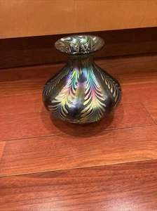 Lundberg Art Glass Pulled Feather Vase Signed And Numbered 2007 EUC - Bild 1 von 11