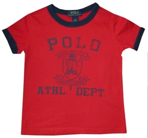 RALPH LAUREN POLO T SHIRT 4 ATHLETIC DEPT RINGER RL RED BLUE KIDS BOYS - Picture 1 of 2