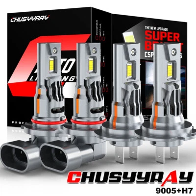 4 bombillas LED de haz alto bajo 9005 H7 6000K para Mazda Protege5 2002-03 Foto 1 de 4