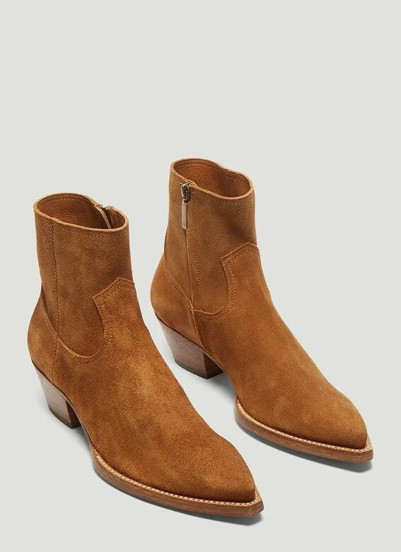 Botas de vestir hechas a mano para hombre punta tostada, botas de tacón cubano occidental para hombre Foto 1 de 4