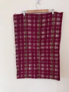 VTG Upholstry Weight Red Plaid Boucle Woven Fabric Piece Remnant 58inx 40.74in - Picture 1 of 6