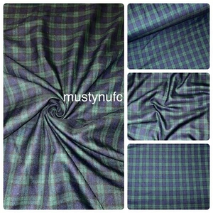 1 mtr navy/green tartan,plaid check poly viscose fabric..58” wide (147cm) - Picture 1 of 5