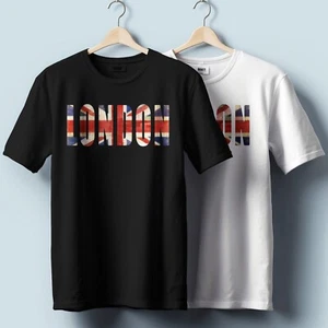 London T-Shirt – UK Flag Iconic Typography Graphic | Unisex Heavy Cotton - Picture 1 of 4