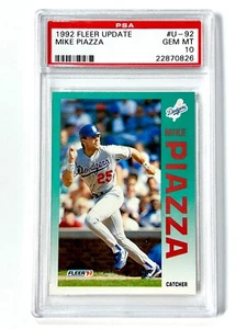 1992 Fleer Update MIKE PIAZZA #U-92 RC - PSA 10 - Los Angeles DODGERS - Picture 1 of 2