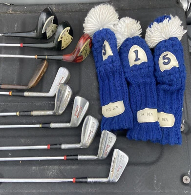 Vintage Golf Club Set Irons, Wedges, Putter, Woods W/ Head Covers Dave Hill - Image 1 of 4