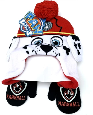 Nickelodeon Boys Winter Hat & Mittens Set Paw Patrol Chase Marshall Beanie 2-4 - Image 1 of 4