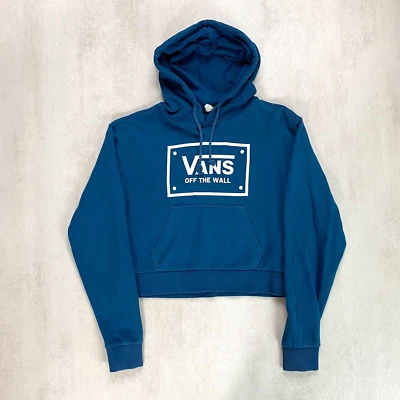 Sudadera con capucha para mujer Vans talla XS azul cian recortada algodón de gran tamaño indie skater jersey Foto 1 de 4