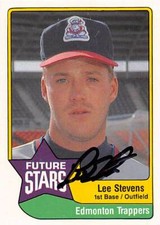 Lee Stevens autographed Baseball Card (Edmonton Trappers) 1989 CMC #44