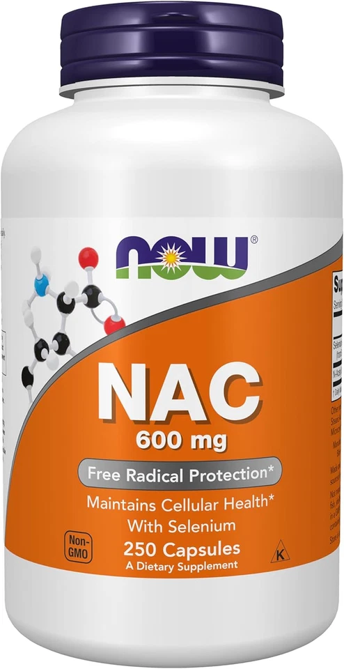 NOW Supplements, NAC (N-acetil cisteína) 600 mg con selenio, 250 cápsulas vegetales Foto 1 de 1