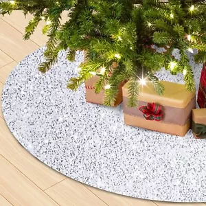 Wupios 60 Zoll Weihnachtsbaum Rock extra groß dick Baumröcke Pailletten weiß - Bild 1 von 5