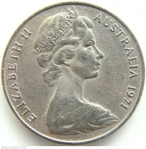1971 AUSTRALIAN 20 Cent Coin - RARE&VERY LOW MINTAGE in Good Cond. -SCARCE COIN⭐ - Picture 1 of 4