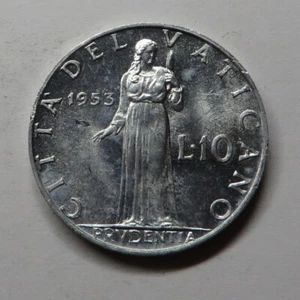 Vatican City 10 Lire 1953/XV Aluminum KM#52.1 UNC - Picture 1 of 2