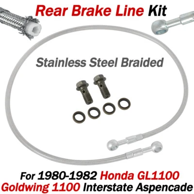 PARA HONDA GL 1100 GOLDWING 1980-1982 INTERSTATE ASPENCADE LÍNEA DE FRENO TRASERO ACERO Foto 1 de 4