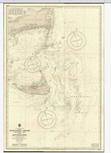 VINTAGE ADMIRALTY CHART. No.2489. NANTUCKET SOUND,  E. APPROACHES. 1958 Edition.
